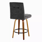 LumiSource Ensemble de 2 tabourets de bar Hank hauteur comptoir Noyer/Tissu noir