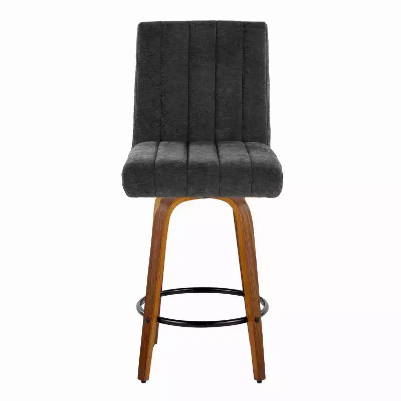 LumiSource Ensemble de 2 tabourets de bar Hank hauteur comptoir Noyer/Tissu noir