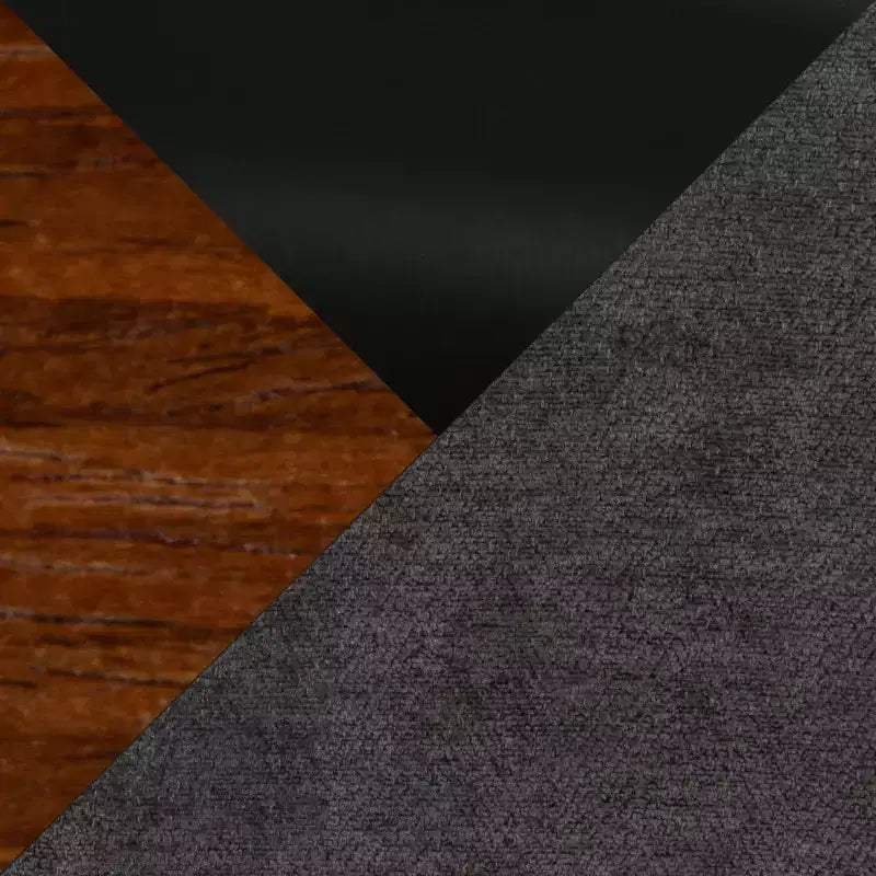 LumiSource Ensemble de 2 tabourets de bar Hank hauteur comptoir Noyer/Tissu noir
