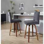 LumiSource Ensemble de 2 tabourets de bar Hank hauteur comptoir Noyer/Tissu noir