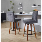 LumiSource Ensemble de 2 tabourets de bar Hank hauteur comptoir Noyer/Tissu noir
