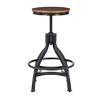 Lot de 2 tabourets de bar réglables Tormo en métal et bois vieilli noirs - Powell : pivotants, assise ronde, design industriel