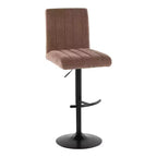 LumiSource - Lot de 2 tabourets de bar réglables Hank en métal noir et tissu marron