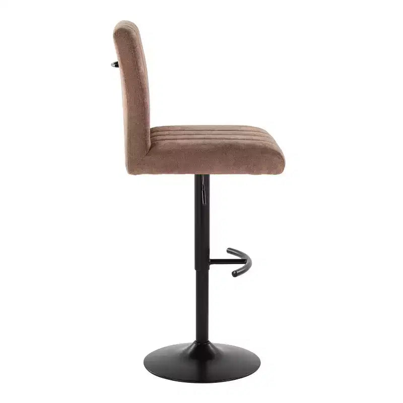 LumiSource - Lot de 2 tabourets de bar réglables Hank en métal noir et tissu marron