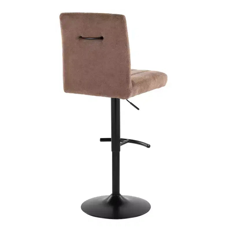 LumiSource - Lot de 2 tabourets de bar réglables Hank en métal noir et tissu marron