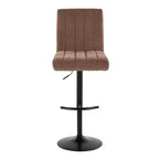 LumiSource - Lot de 2 tabourets de bar réglables Hank en métal noir et tissu marron