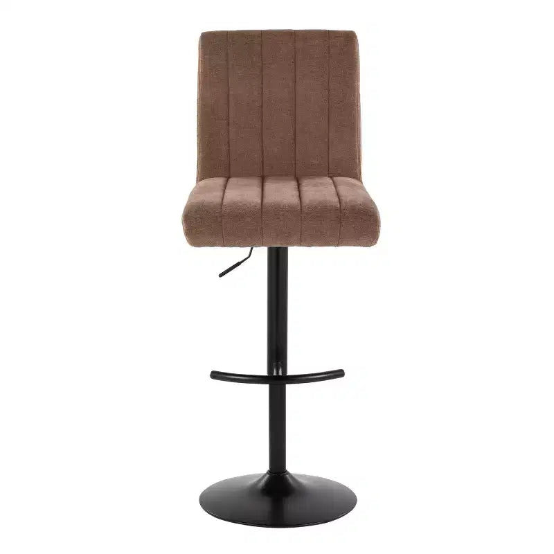 LumiSource - Lot de 2 tabourets de bar réglables Hank en métal noir et tissu marron