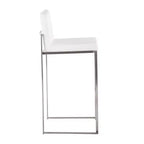 LumiSource Lot de 3 tabourets de bar hauts Fuji en acier inoxydable et velours blanc