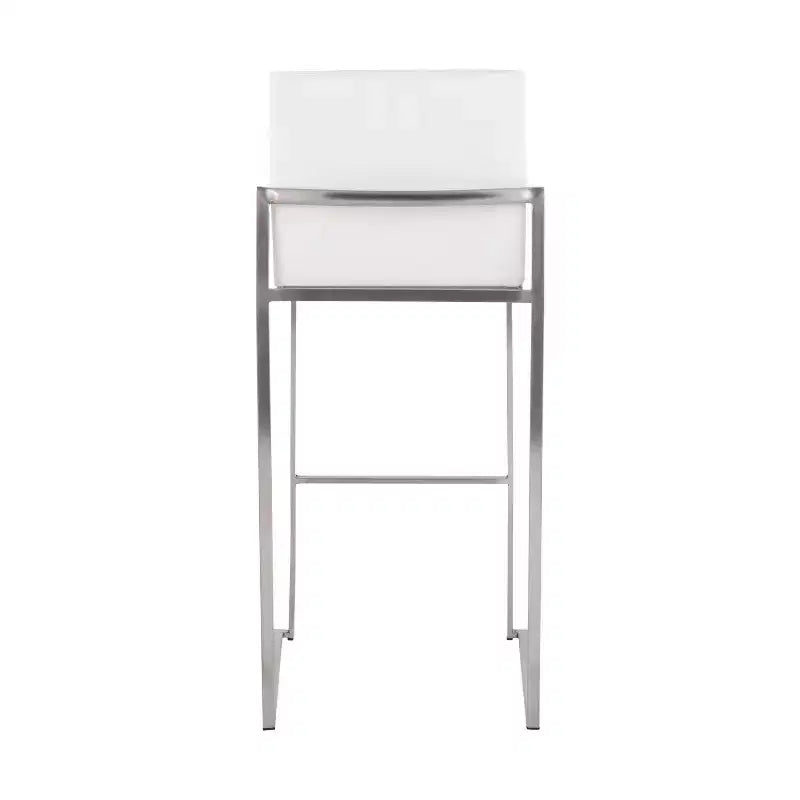 LumiSource Lot de 3 tabourets de bar hauts Fuji en acier inoxydable et velours blanc