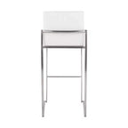 LumiSource Lot de 3 tabourets de bar hauts Fuji en acier inoxydable et velours blanc
