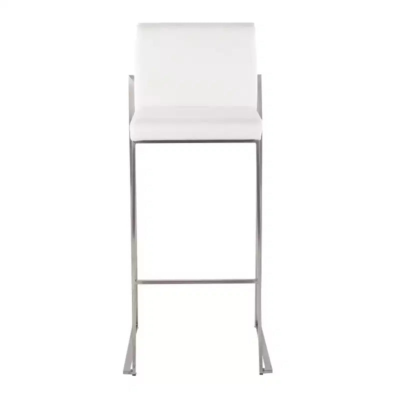 LumiSource Lot de 3 tabourets de bar hauts Fuji en acier inoxydable et velours blanc