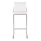 LumiSource Lot de 3 tabourets de bar hauts Fuji en acier inoxydable et velours blanc