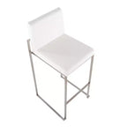 LumiSource Lot de 3 tabourets de bar hauts Fuji en acier inoxydable et velours blanc