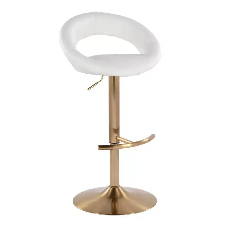LumiSource Lot de 2 tabourets de bar réglables Posh, or/PU blanc