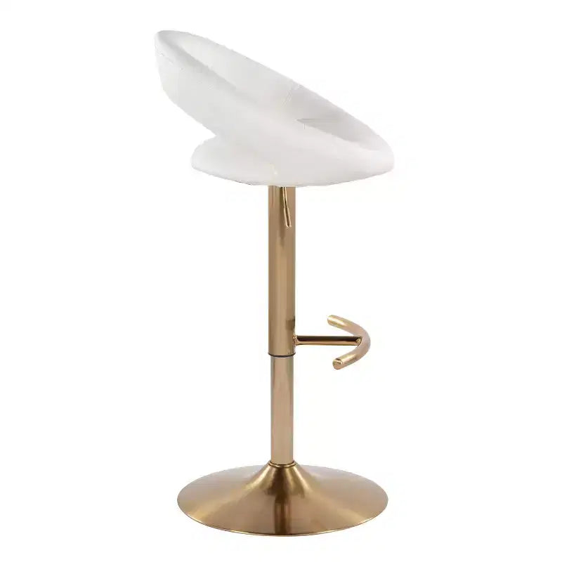 LumiSource Lot de 2 tabourets de bar réglables Posh, or/PU blanc
