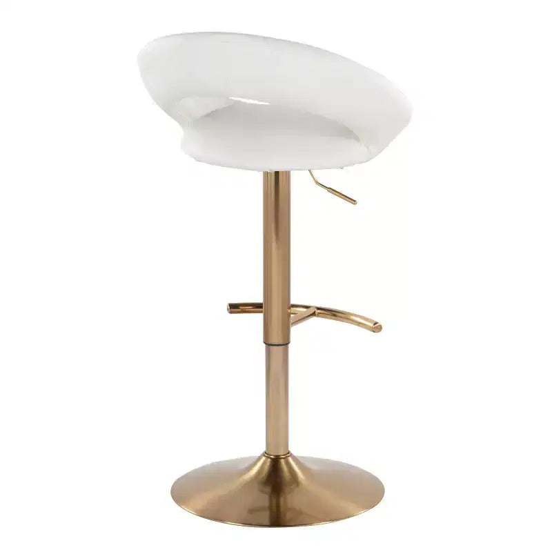 LumiSource Lot de 2 tabourets de bar réglables Posh, or/PU blanc