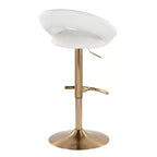LumiSource Lot de 2 tabourets de bar réglables Posh, or/PU blanc