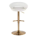 LumiSource Lot de 2 tabourets de bar réglables Posh, or/PU blanc
