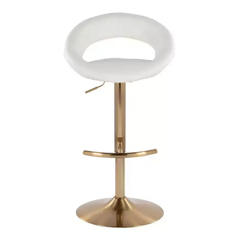 LumiSource Lot de 2 tabourets de bar réglables Posh, or/PU blanc
