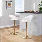 LumiSource Lot de 2 tabourets de bar réglables Posh, or/PU blanc