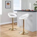 LumiSource Lot de 2 tabourets de bar réglables Posh, or/PU blanc