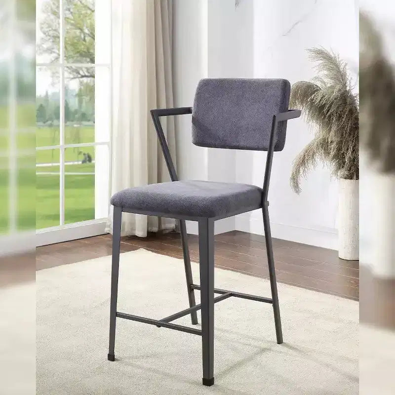 Tabouret de bar Cargo 24 po, hauteur comptoir, tissu et fini canon de fusil - Acme Furniture