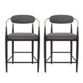 Christopher Knight Home Set of 2 25" Elmore Counter Height Barstools Charcoal/Black/Gold