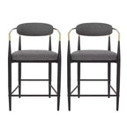 Christopher Knight Home Set of 2 25" Elmore Counter Height Barstools Charcoal/Black/Gold