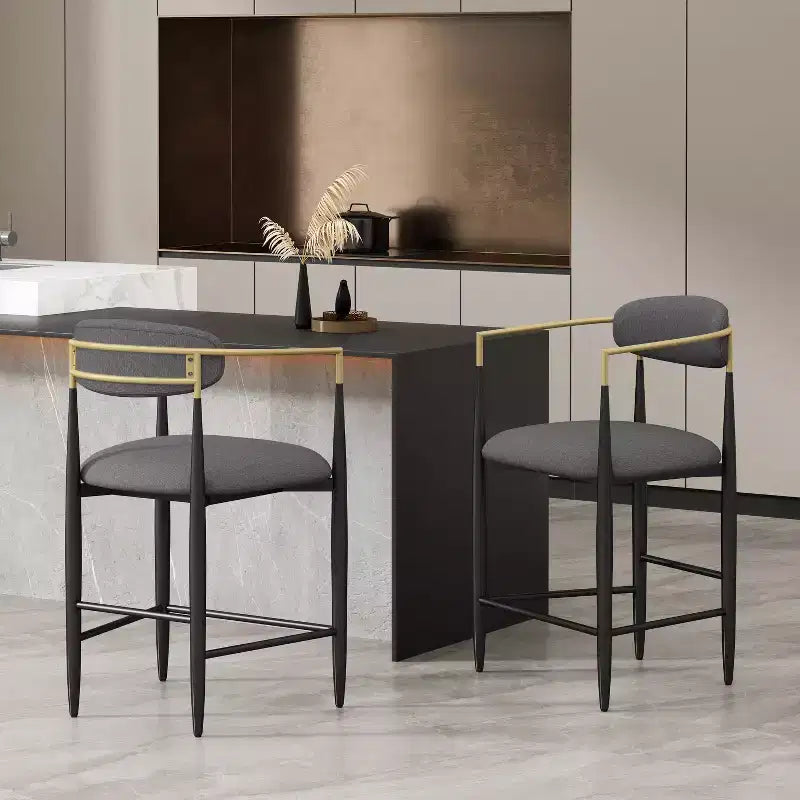 Christopher Knight Home Lot de 2 tabourets de bar Elmore 63,5 cm anthracite/noir/doré