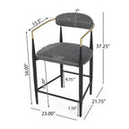 Christopher Knight Home Lot de 2 tabourets de bar Elmore 63,5 cm anthracite/noir/doré