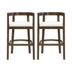 Christopher Knight Home Set of 2 Mary Upholstered Rubberwood with Open Curved Back Counter Height Barstools Walnut