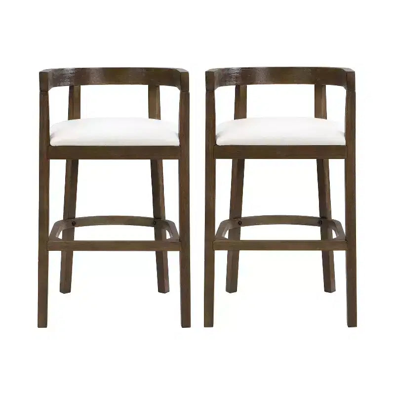 Christopher Knight Home Set of 2 Mary Upholstered Rubberwood with Open Curved Back Counter Height Barstools Walnut