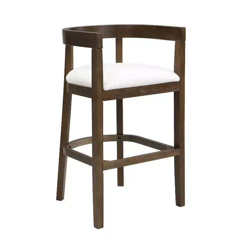 Christopher Knight Home Lot de 2 tabourets de bar à hauteur de comptoir Mary en bois d'hévéa rembourré avec dossier incurvé ouvert, noyer