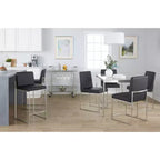 LumiSource Ensemble de 3 tabourets de bar hauts Fuji à hauteur de comptoir Acier inoxydable/PU Noir