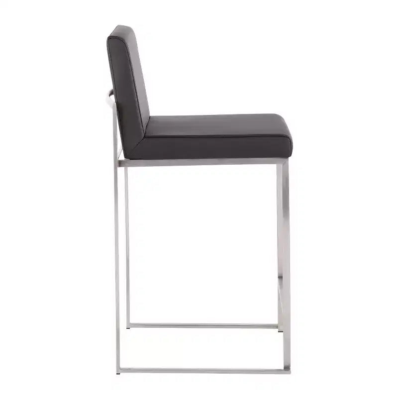 LumiSource Ensemble de 3 tabourets de bar hauts Fuji à hauteur de comptoir Acier inoxydable/PU Noir