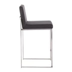 LumiSource Ensemble de 3 tabourets de bar hauts Fuji à hauteur de comptoir Acier inoxydable/PU Noir