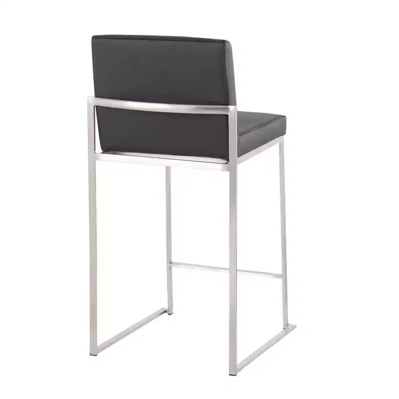 LumiSource Ensemble de 3 tabourets de bar hauts Fuji à hauteur de comptoir Acier inoxydable/PU Noir