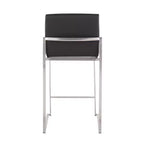 LumiSource Ensemble de 3 tabourets de bar hauts Fuji à hauteur de comptoir Acier inoxydable/PU Noir