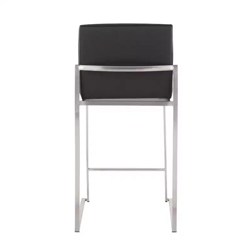 LumiSource Ensemble de 3 tabourets de bar hauts Fuji à hauteur de comptoir Acier inoxydable/PU Noir