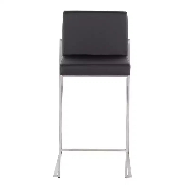 LumiSource Ensemble de 3 tabourets de bar hauts Fuji à hauteur de comptoir Acier inoxydable/PU Noir