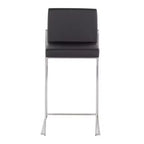 LumiSource Ensemble de 3 tabourets de bar hauts Fuji à hauteur de comptoir Acier inoxydable/PU Noir