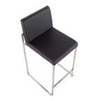 LumiSource Ensemble de 3 tabourets de bar hauts Fuji à hauteur de comptoir Acier inoxydable/PU Noir
