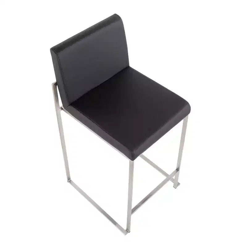 LumiSource Ensemble de 3 tabourets de bar hauts Fuji à hauteur de comptoir Acier inoxydable/PU Noir