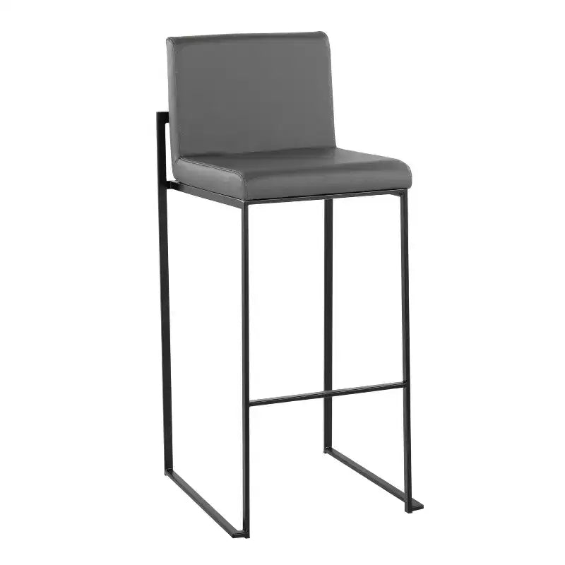 LumiSource Ensemble de 3 tabourets de bar hauts Fuji Acier noir/PU gris