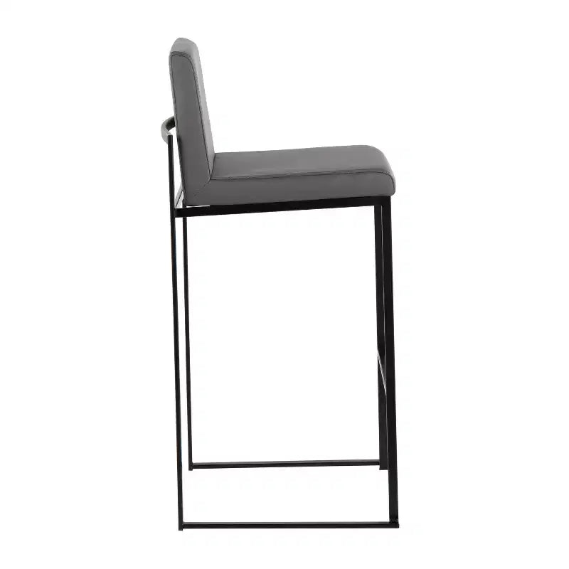 LumiSource Ensemble de 3 tabourets de bar hauts Fuji Acier noir/PU gris