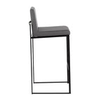 LumiSource Ensemble de 3 tabourets de bar hauts Fuji Acier noir/PU gris
