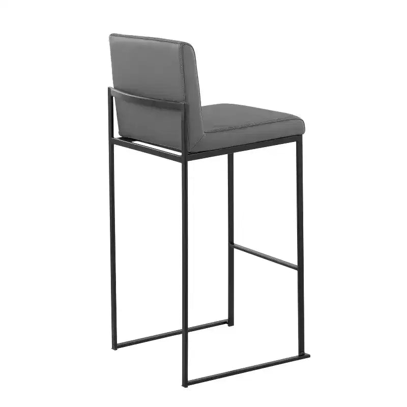 LumiSource Ensemble de 3 tabourets de bar hauts Fuji Acier noir/PU gris