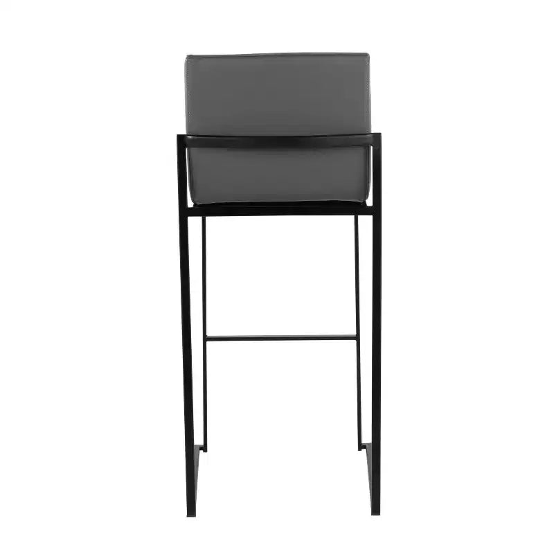 LumiSource Ensemble de 3 tabourets de bar hauts Fuji Acier noir/PU gris