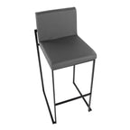 LumiSource Ensemble de 3 tabourets de bar hauts Fuji Acier noir/PU gris