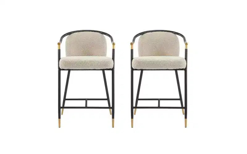 Christopher Knight Home Set of 2 26" Daniel Contemporary Upholstered Iron Counter Height Barstools Almond